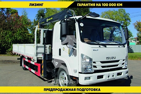 Бортовой автомобиль на шасси Isuzu Elf 4х2, 190 л.с, борт 5.2 м, с КМУ 4 т Бортовой автомобиль на шасси Isuzu Elf 4х2, 190 л.с, борт 5.2 м, с КМУ 4 т