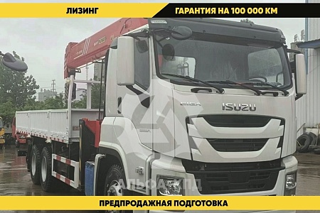 Бортовой автомобиль на шасси Isuzu Giga 6х4, 300 л.с, борт 8,5 м, с КМУ 5 т Бортовой автомобиль на шасси Isuzu Giga 6х4, 300 л.с, борт 8,5 м, с КМУ 5 т