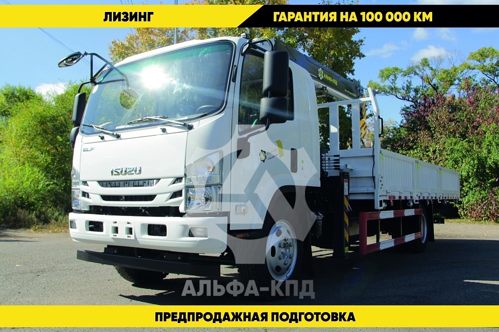 Бортовой автомобиль на шасси Isuzu Elf 4х2, 190 л.с, борт 4.5 м, с КМУ 4 т Бортовой автомобиль на шасси Isuzu Elf 4х2, 190 л.с, борт 4.5 м, с КМУ 4 т