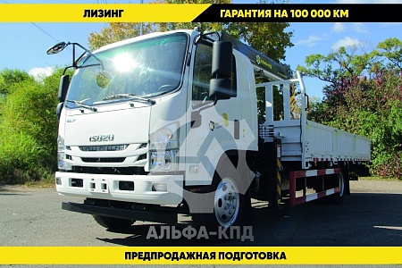 Бортовой автомобиль на шасси Isuzu Elf 4х2, 190 л.с, борт 4.5 м, с КМУ 4 т Бортовой автомобиль на шасси Isuzu Elf 4х2, 190 л.с, борт 4.5 м, с КМУ 4 т
